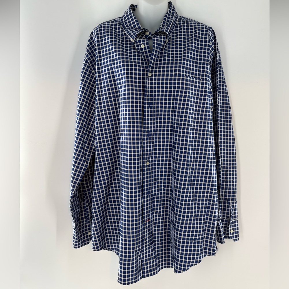 Daniel Cremieux Men's Navy Grid Button-Down Dress Shirt Size L EUC